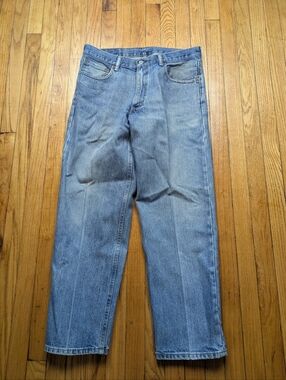 Levi's 550 Jeans Mens 35x30 Relaxed Fit Faded Creased Starched Work Casual